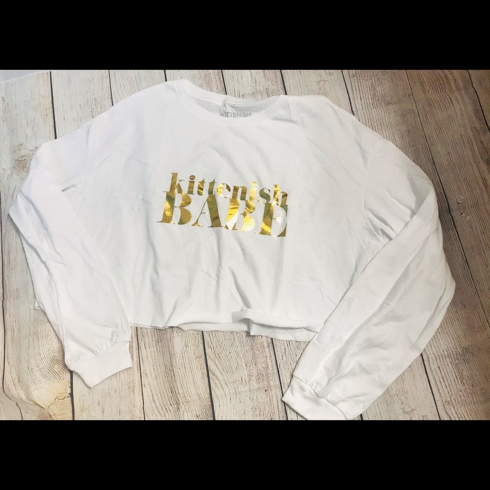 Kittenish Crop Long Sleeve T-Shirt